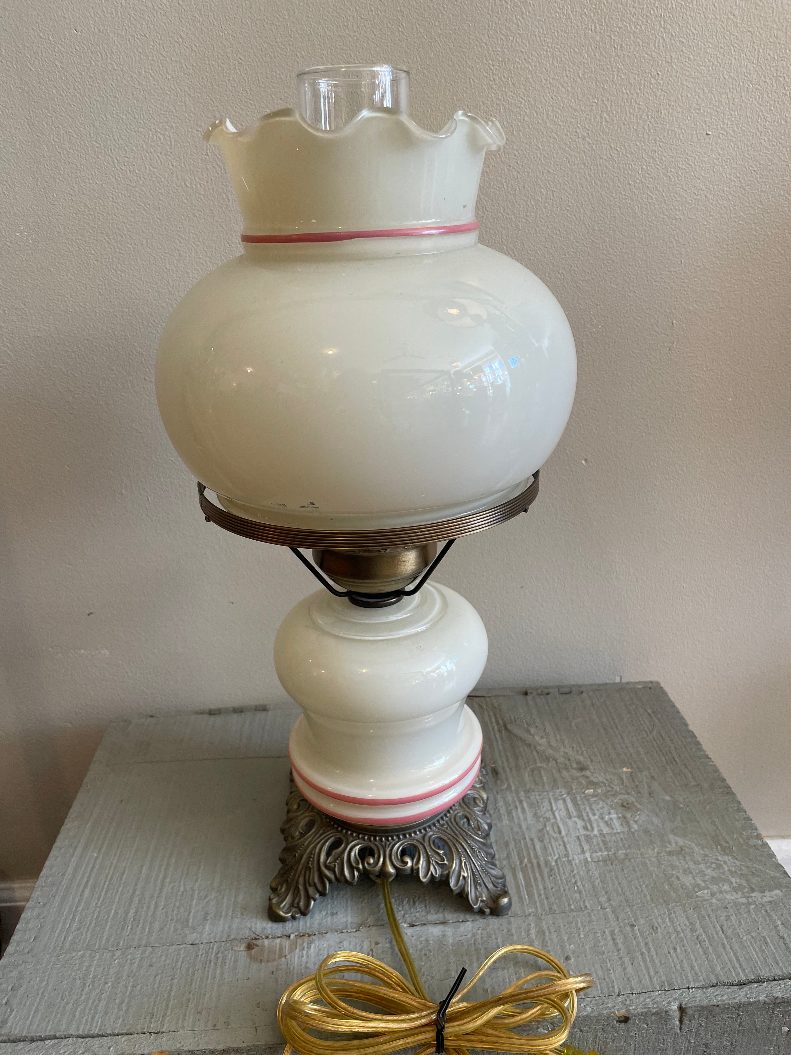 Milk Glass Hurricane Lamp